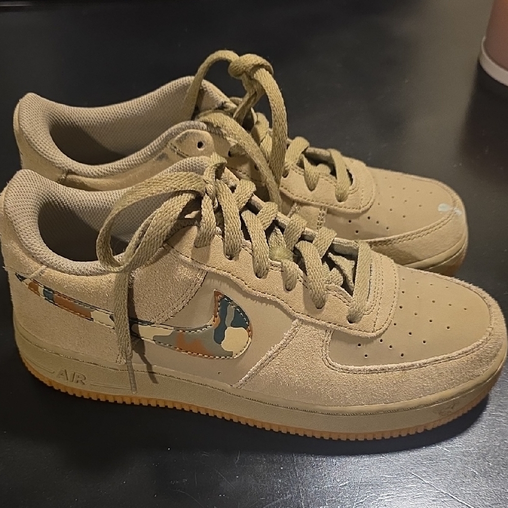 Nike Air Force 1 Beige with Camo Swoosh